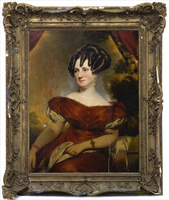 Lot 104 - PORTRAIT OF A LADY, AN OIL ATTRIBUTED TO FRANCIS GRANT