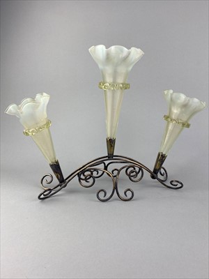 Lot 33 - A SILVER PLATED TRIPLE EPERGNE
