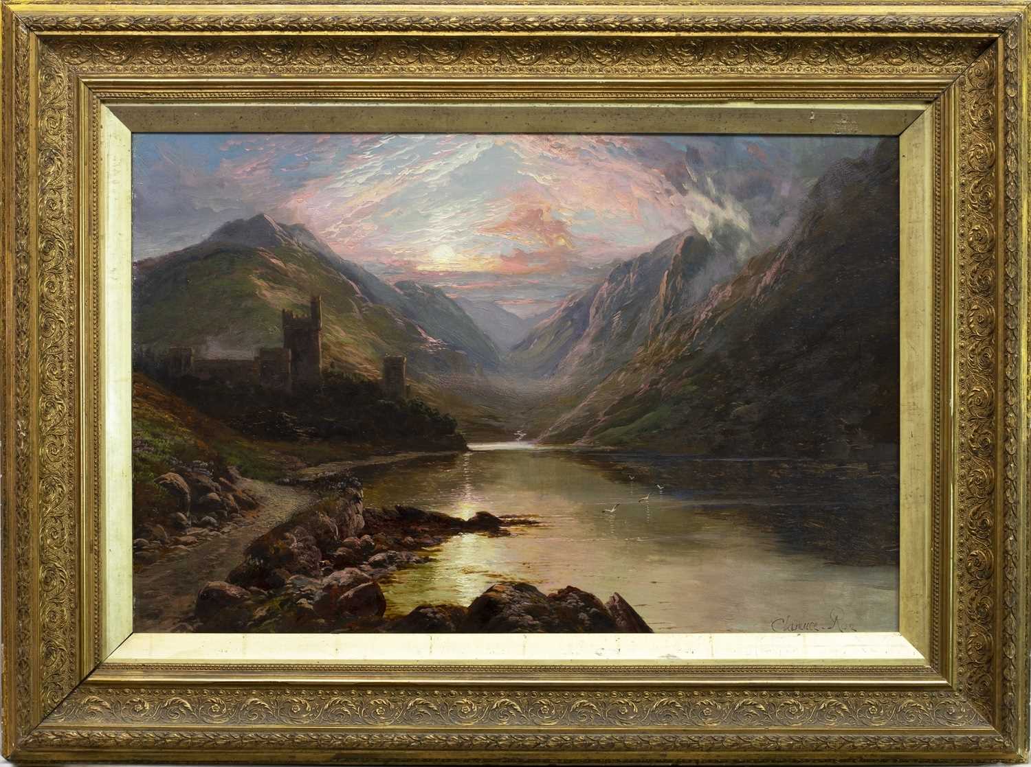 Lot 126 - LOUGH VEACH AND GLENVEACH CASTLE, DONEGAL, AN OIL BY CLARENCE HENRY ROE