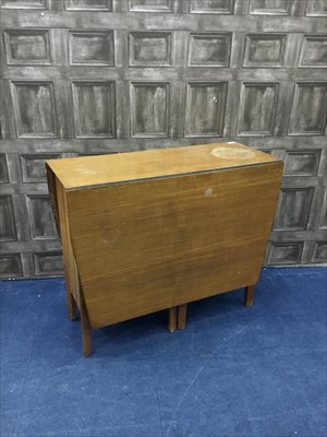 Lot 112 - AN OAK DROP LEAF TABLE ALONG WITH A CHEST AND STICK STAND
