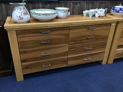 Lot 223 - A LOT OF TWO MODERN OAK CHEST OF EIGHT DRAWERS