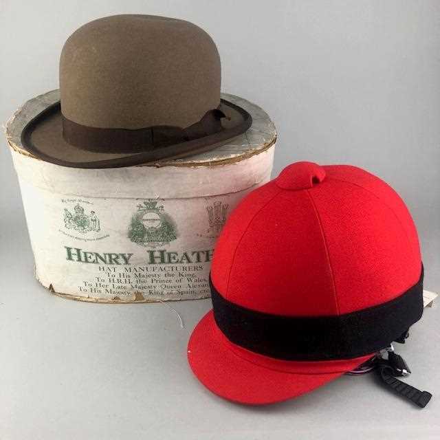 Lot 18 - A LOT OF TWO RIDING HATS AND A HENRY HEATH HAT BOX