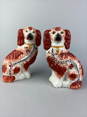 Lot 157 - A PAIR OF WALLY DOGS, A CAPODIMONTE FIGURE AND TWO ROYAL DOULTON PLATES