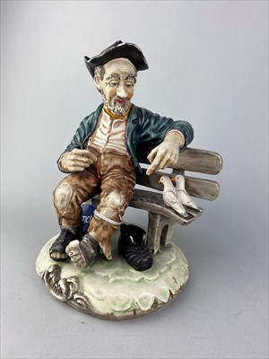 Lot 157 - A PAIR OF WALLY DOGS, A CAPODIMONTE FIGURE AND TWO ROYAL DOULTON PLATES