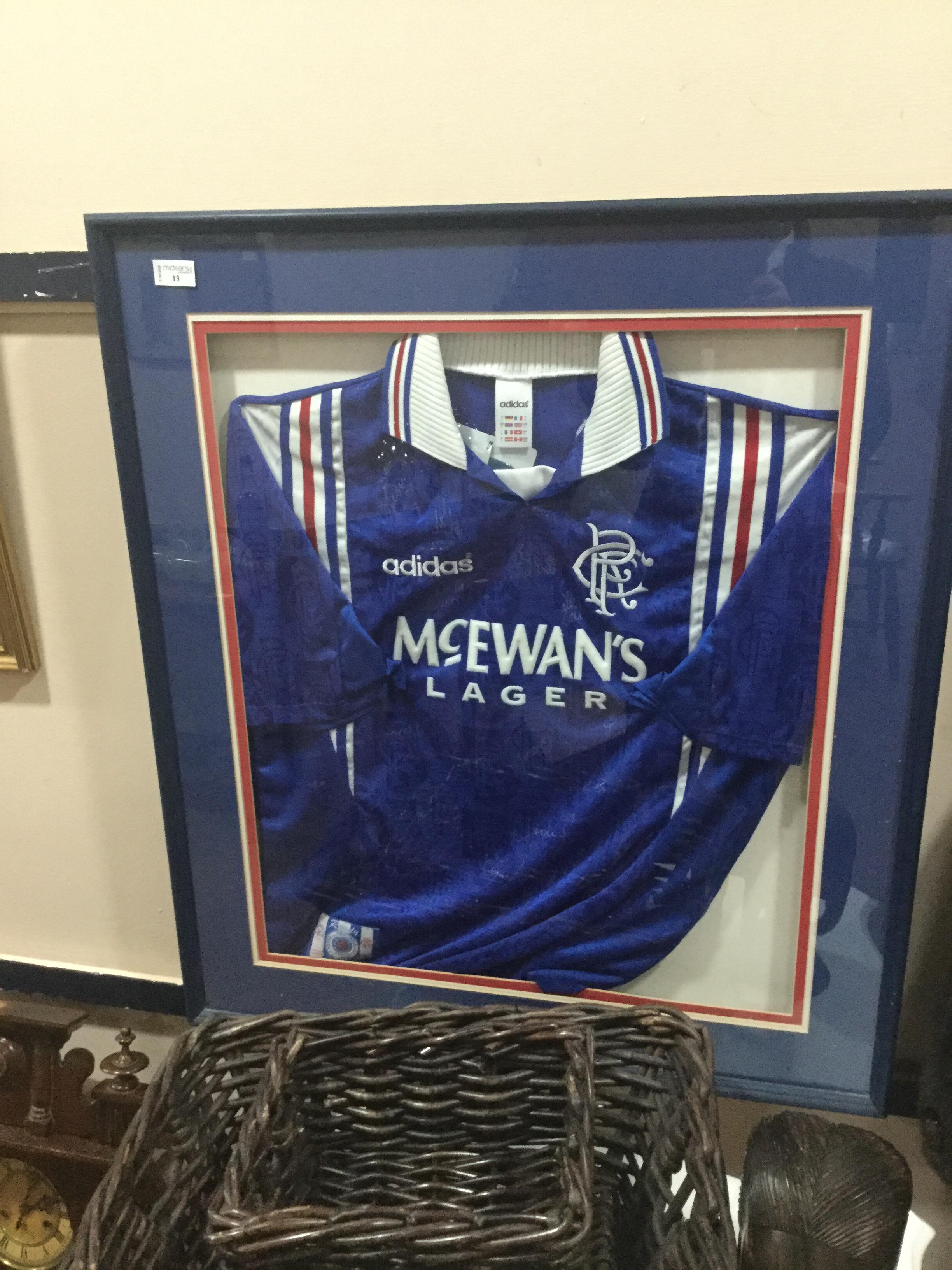 Paul Gascoigne signed Rangers football shirt Adidas