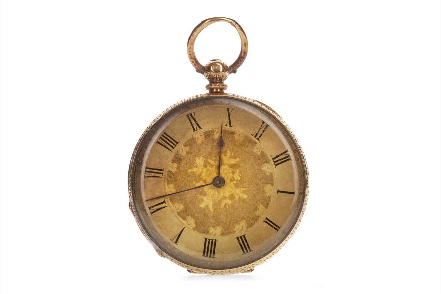 Lot 762 - A LADY'S GOLD FOB WATCH