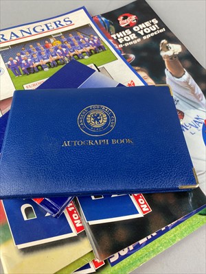 Lot 253 - A RANGERS AUTOGRAPH BOOK, SIGNED FOOTBALL AND MAGAZINES