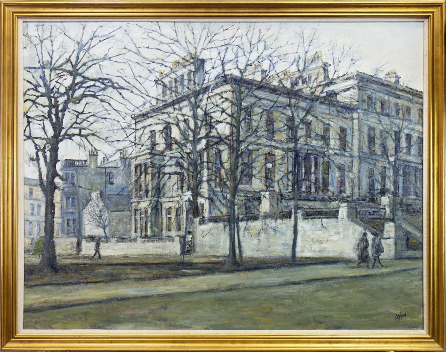 Lot 562 - GLASGOW BUILDINGS, AN OIL BY ANDREW HAY