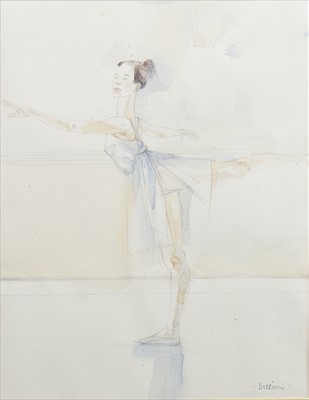 Lot 440 - STUDY OF A BALLET DANCER, A WATERCOLOUR BY PATRICK DORRIAN