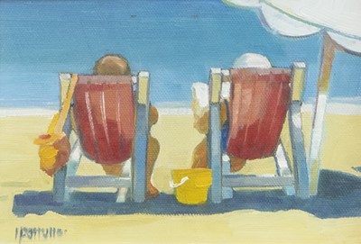 Lot 503 - A SEAT IN THE SUN, AN OIL BY LIN PATTULLO