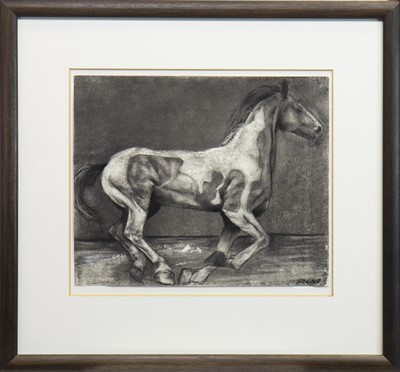 Lot 571 - GALLOPING HORSE, A CHARCOAL SKETCH BY GREGORY RANKINE