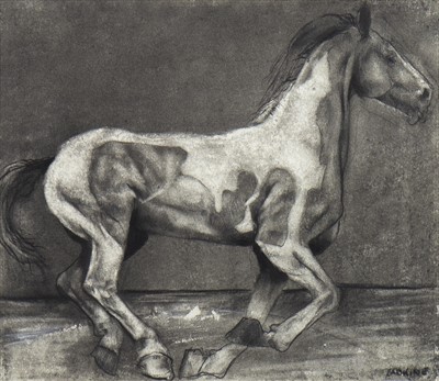 Lot 571 - GALLOPING HORSE, A CHARCOAL SKETCH BY GREGORY RANKINE