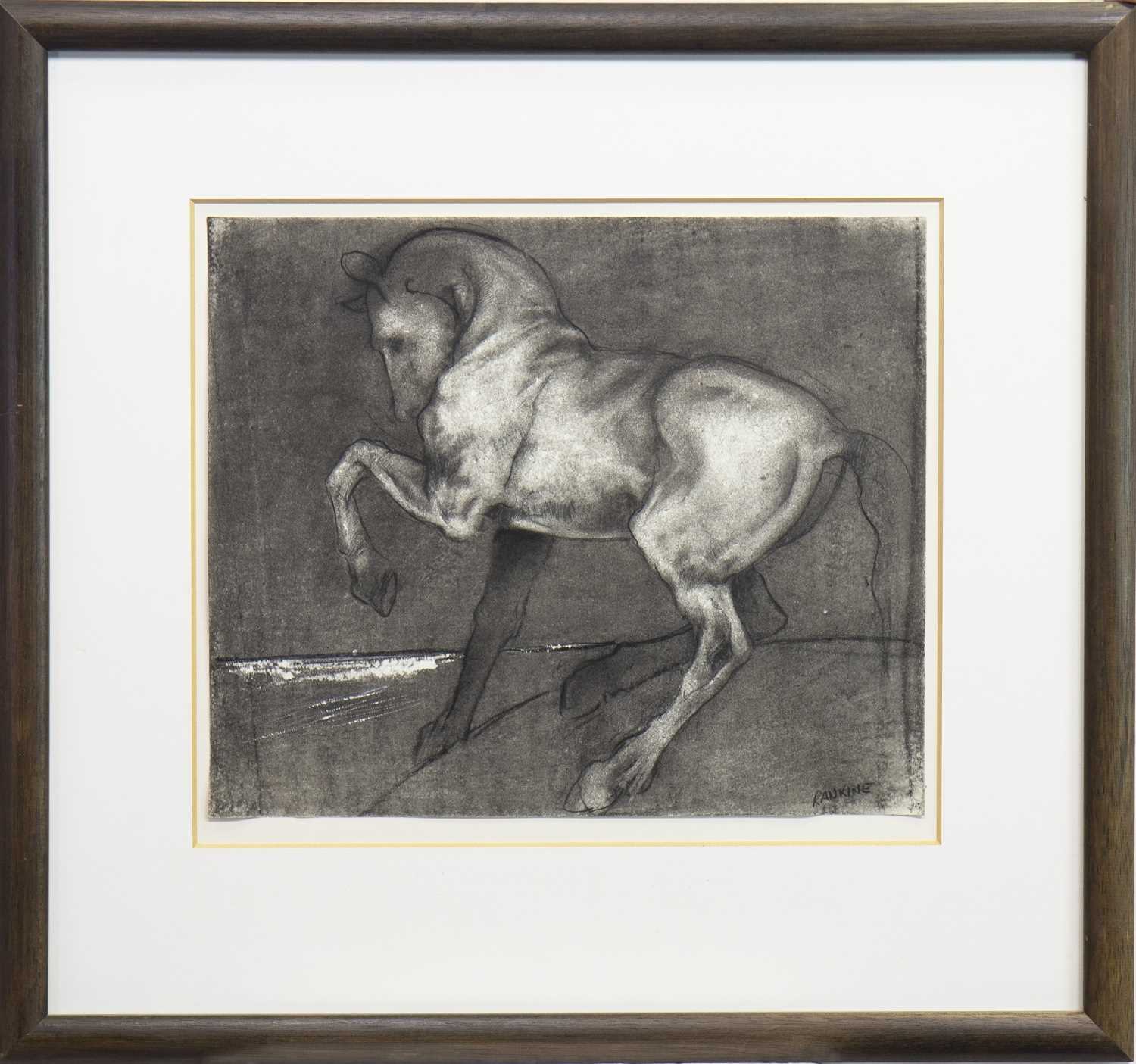 Lot 642 - REARING HORSE, A CHARCOAL SKETCH BY GREGORY RANKINE