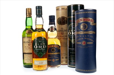 Lot 316 - GLEN ORD 12 YEARS OLD, GLENLIVET 12 YEARS OLD AND GLEN MORAY 12 YEARS OLD