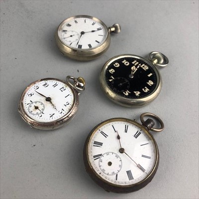 Lot 307 - A LOT OF FOUR SILVER CASED AND OTHER POCKET WATCHES
