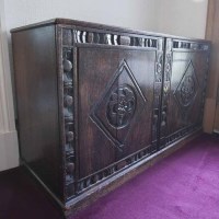 Lot 1379 - OAK TWO DOOR DWARF CUPBOARD OF 17TH CENTURY...