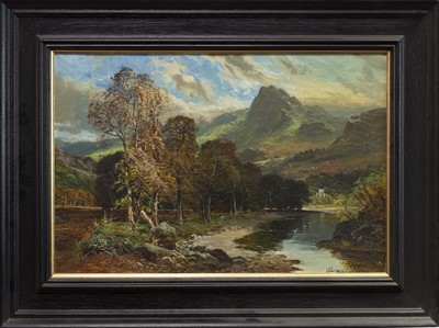 Lot 128 - THE SILVER STRAND, LOCH KATRINA, AN OIL BY CLARENCE HENRY ROE