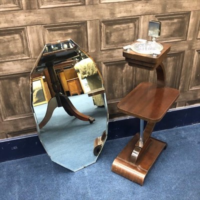 Lot 337 - AN ART DECO STYLE SMOKERS STAND AND A WALL MIRROR
