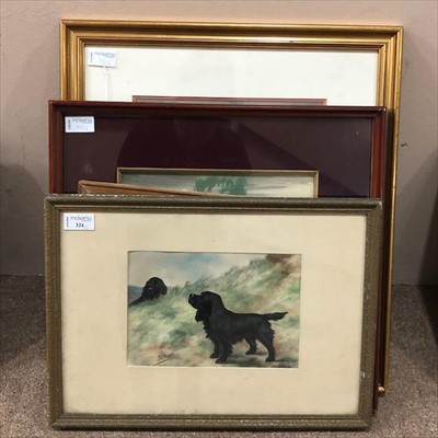 Lot 324 - A PASTEL STUDY OF TWO SPANIELS ALONG WITH OTHER PICTURES