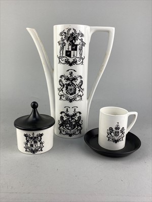 Lot 352 - A COFFEE SERVICE, TWO EARLY 20TH CENTURY CERAMIC JELLY MOULDS AND OTHER CERAMICS