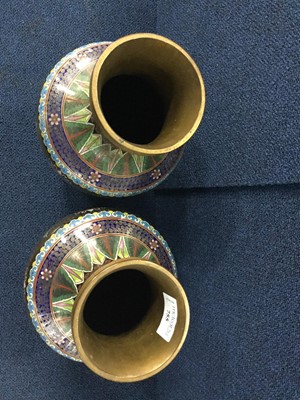 Lot 755 - A PAIR OF CHINESE CLOISONNE ENAMEL VASES