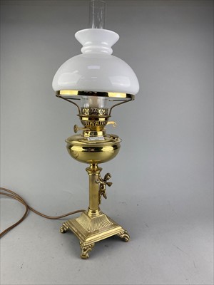 Lot 366 - A VICTORIAN BRASS OIL LAMP