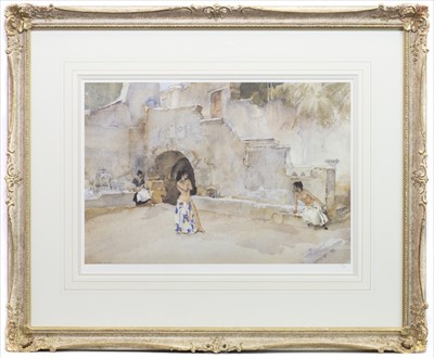 Lot 492 - MODELS IN AN ITALIAN GROVE, A PRINT BY SIR WILLIAM RUSSELL FLINT