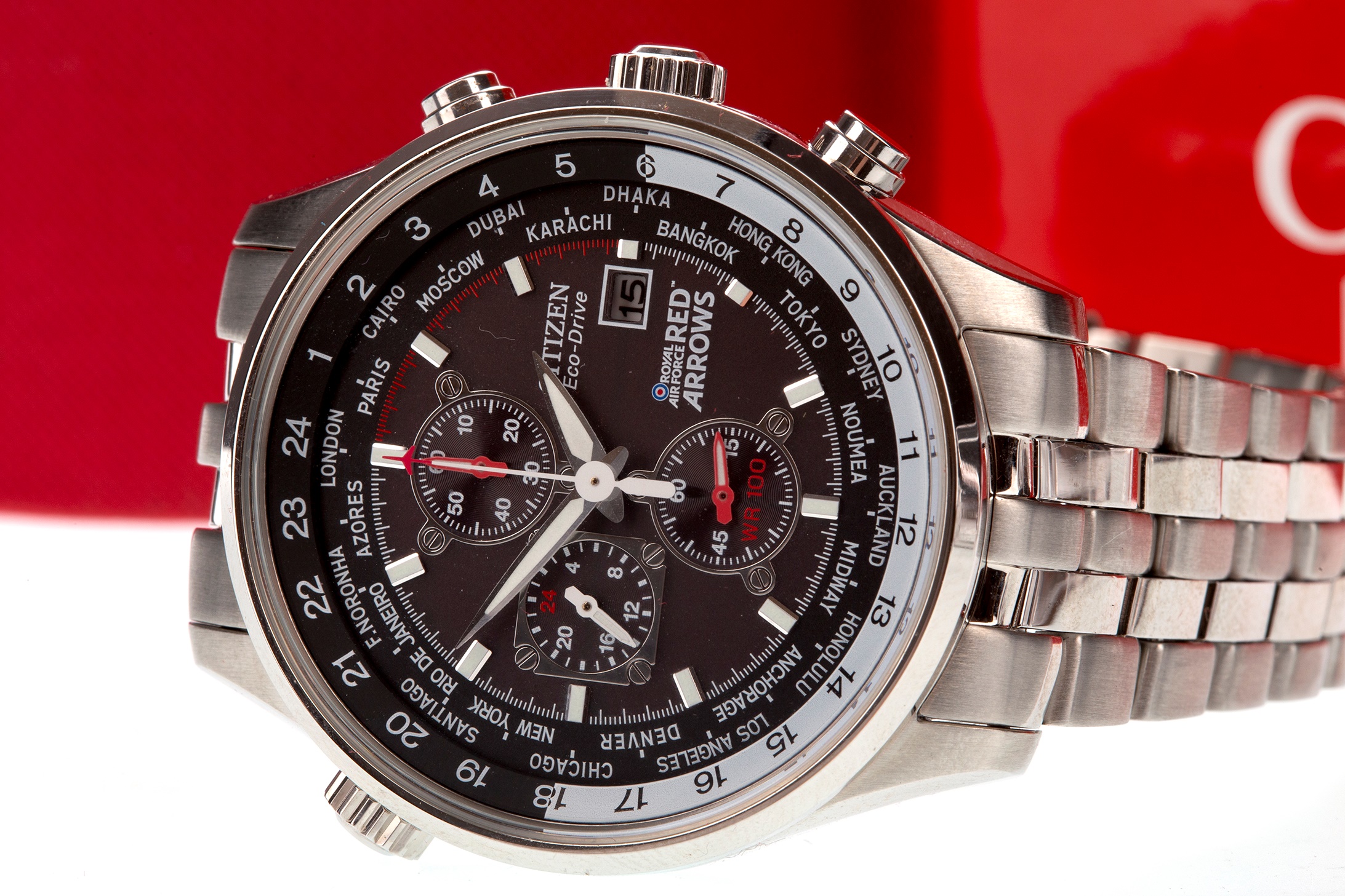 Lot 770 - A CITIZEN RED ARROWS ECO-DRIVE WRIST WATCH