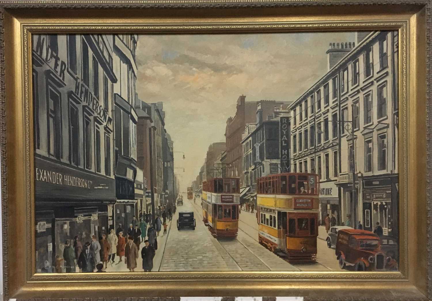 Lot 139 - SAUCHIEHALL STREET, GLASGOW, AN OIL BY PETER ST CLAIR MERRIMAN