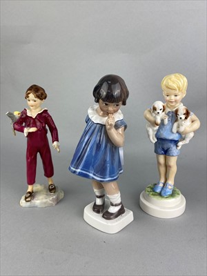 Lot 389 - A DANISH FIGURE OF A GIRL AND OTHER CERAMICS