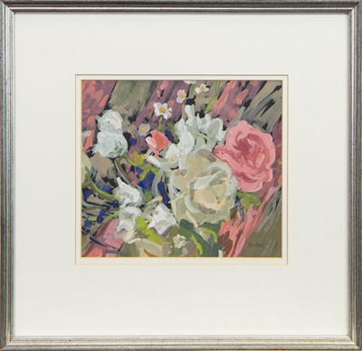 Lot 508 - ROSES IN SUSSEX, A GOUACHE BY SHEENA BEGG