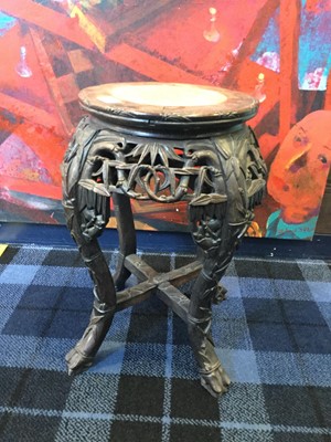 Lot 759 - A CHINESE CARVED WOOD PLANT TABLE