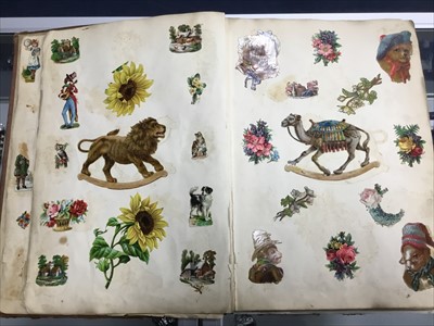 Lot 445 - A VICTORIAN SCRAP ALBUM