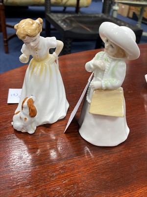 Lot 211 - A COALPORT FIGURE 'HAPPY BIRTHDAY' AND TWO ROYAL DOULTON FIGURES