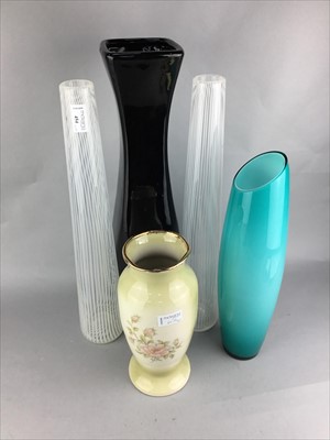 Lot 454 - A PAIR OF NAILSEA GLASS VASES, OTHER VASES AND BOWLS