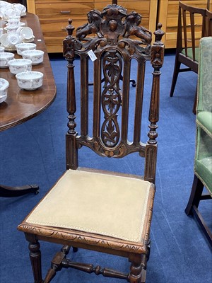 Lot 231 - A PAIR OF OAK HALL CHAIRS