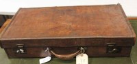 Lot 1411 - VINTAGE LEATHER SUITCASE 70cm long; and...