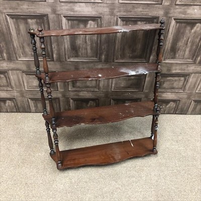 Lot 469 - A MAHOGANY OPEN FOUR TIER WALL SHELF