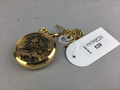 Lot 528 - A 20TH CENTURY GOLD PLATED POCKET WATCH HEBDOMAS