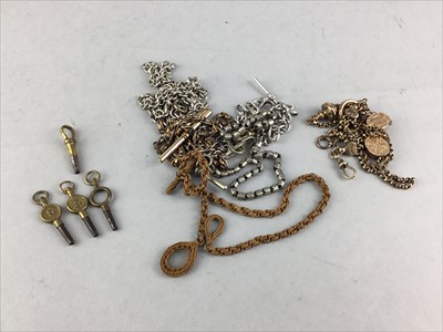 Lot 530 - A LOT OF SILVER, ROLLED GOLD AND OTHER WATCH CHAINS