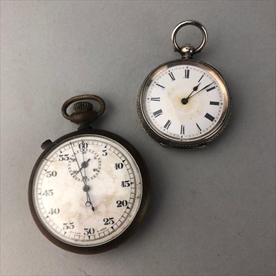 Lot 533 - A MILITARY ISSUE STOP WATCH AND A SILVER FOB WATCH