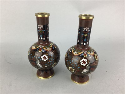 Lot 543 - A PAIR OF JAPANESE CLOISONNE VASES