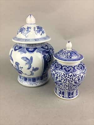 Lot 222 - A CHINESE GINGER JAR AND A VASE AND OTHER ASIAN CERAMICS