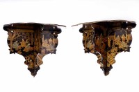 Lot 1420 - PAIR OF EDWARDIAN LACQUERED WALL BRACKETS...