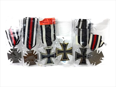 Lot 1427 - A LOT OF THREE GERMAN IMPERIAL IRON CROSS MEDALS AND THREE WWI HINDENBURG MEDALS
