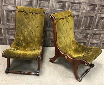 Lot 567 - A PAIR OF MAHOGANY FRAMED GOSSIP CHAIRS