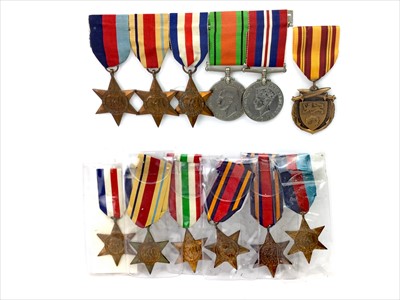 Lot 1437 - A DUNKIRK MEDAL, A GROUP OF WWII MEDALS AND SIX STARS