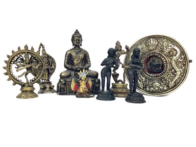 Lot 761 - A CHINESE BRONZE BUDDHA AND OTHER FIGURES