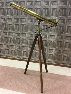 Lot 1185 - A LACQUERED BRASS TWO-DRAW TELESCOPE