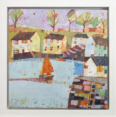 Lot 755 - SAILING OUT IN LATE JUNE, AN ACRYLIC BY SALLY ANNE FITTER